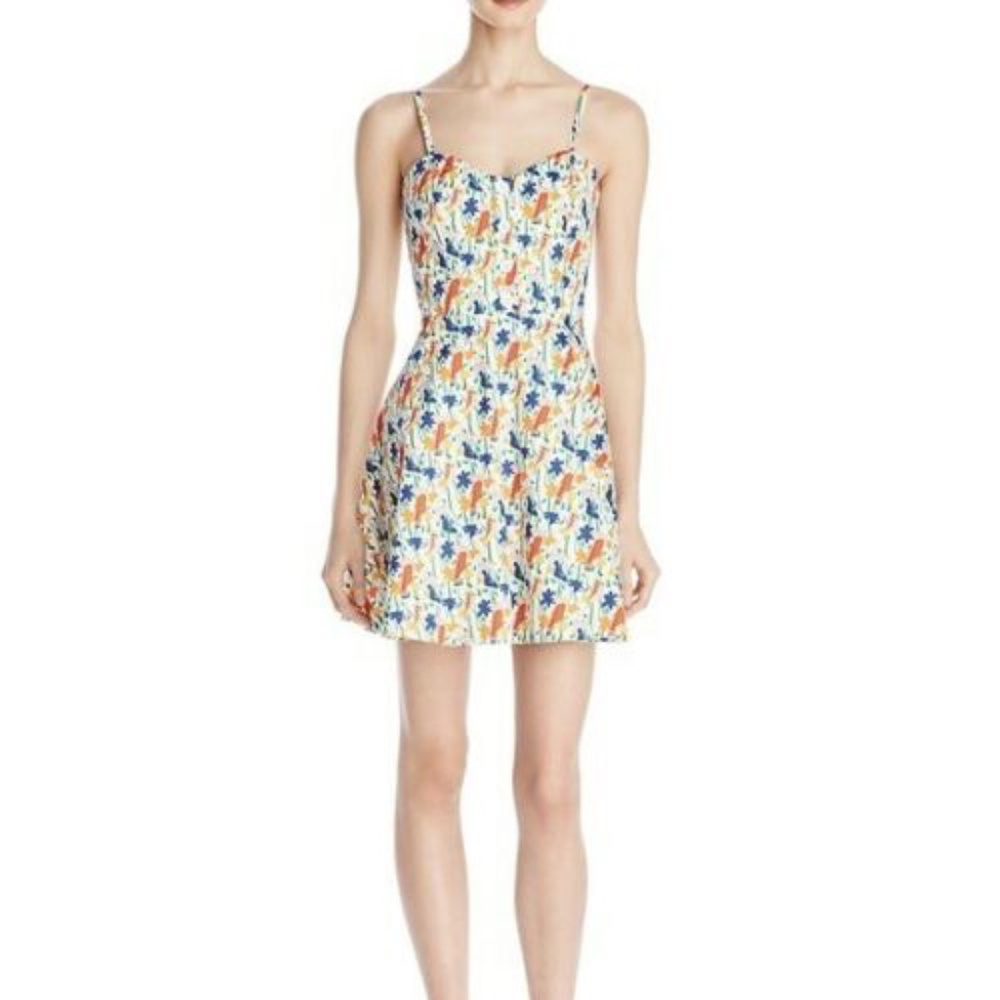 Alice + Olivia Nella Button Bird Print Dress sz 10